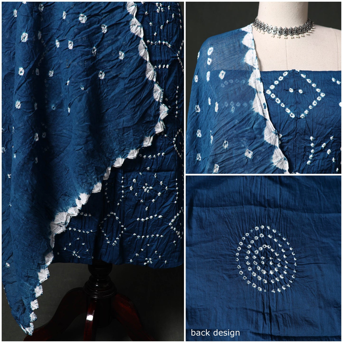 Kutch tie-dye satin cotton bandhani 3pc unstitched dress