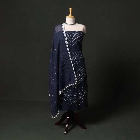 Kutch tie-dye satin cotton bandhani 3pc unstitched dress