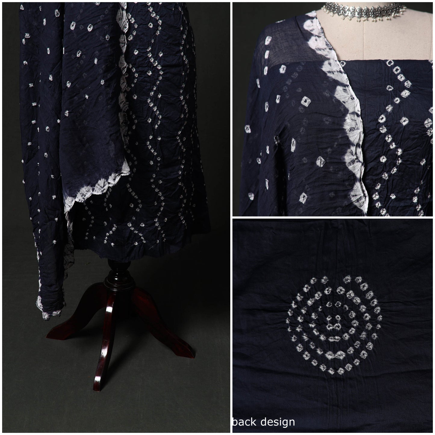 Kutch tie-dye satin cotton bandhani 3pc unstitched dress