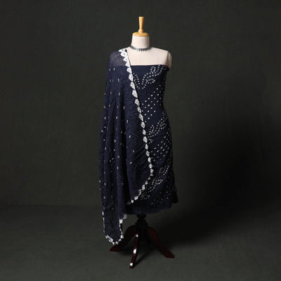 Kutch tie-dye satin cotton bandhani 3pc unstitched dress