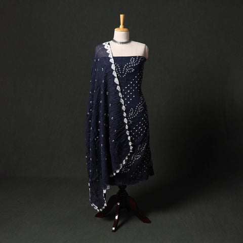 Kutch tie-dye satin cotton bandhani 3pc unstitched dress