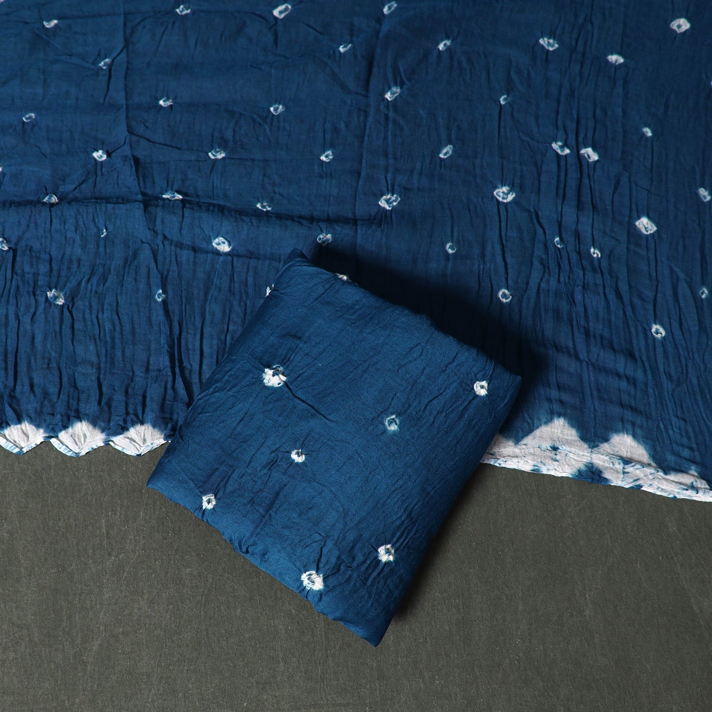 Kutch tie-dye satin cotton bandhani 3pc unstitched dress