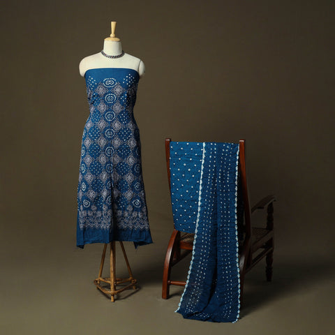 Kutch tie-dye satin cotton bandhani 3pc unstitched dress