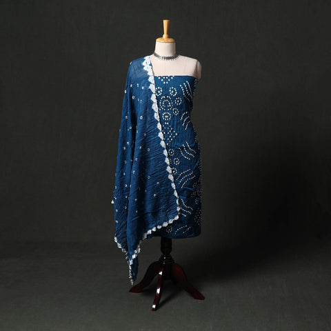 Kutch tie-dye satin cotton bandhani 3pc unstitched dress