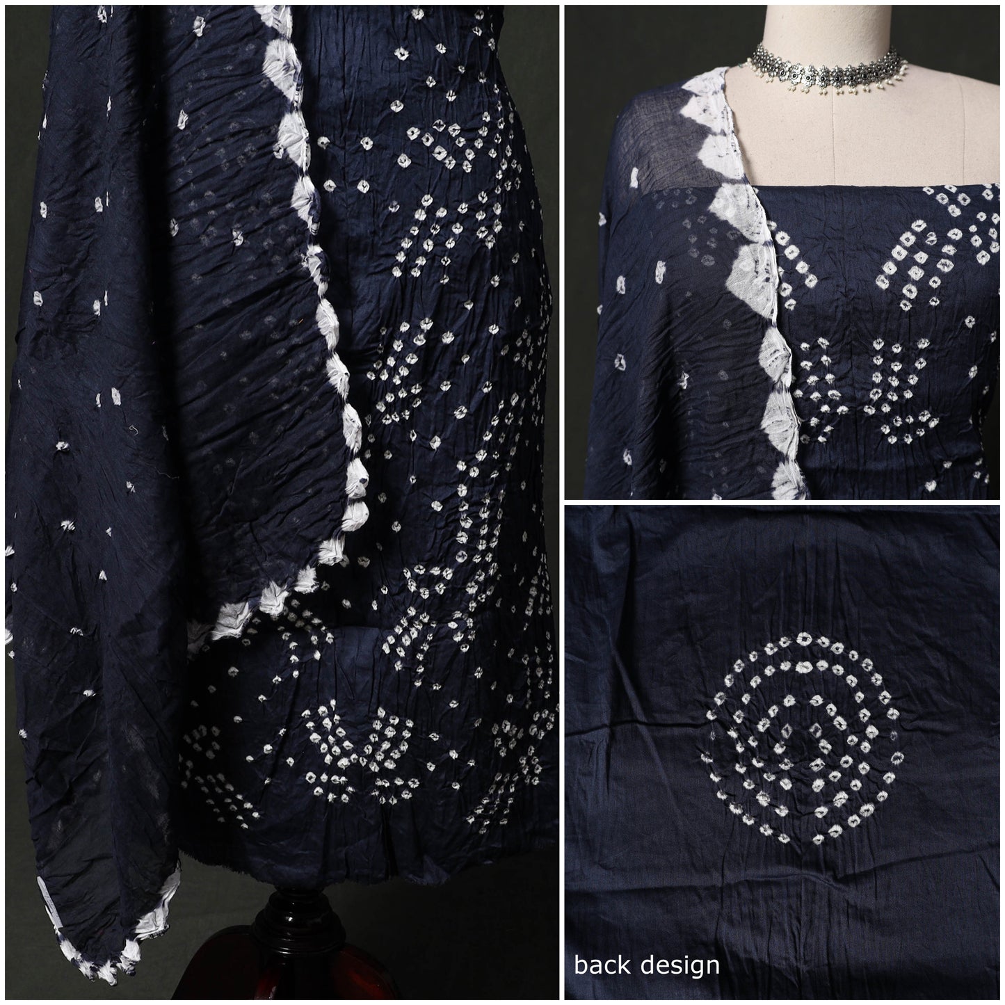 Kutch tie-dye satin cotton bandhani 3pc unstitched dress