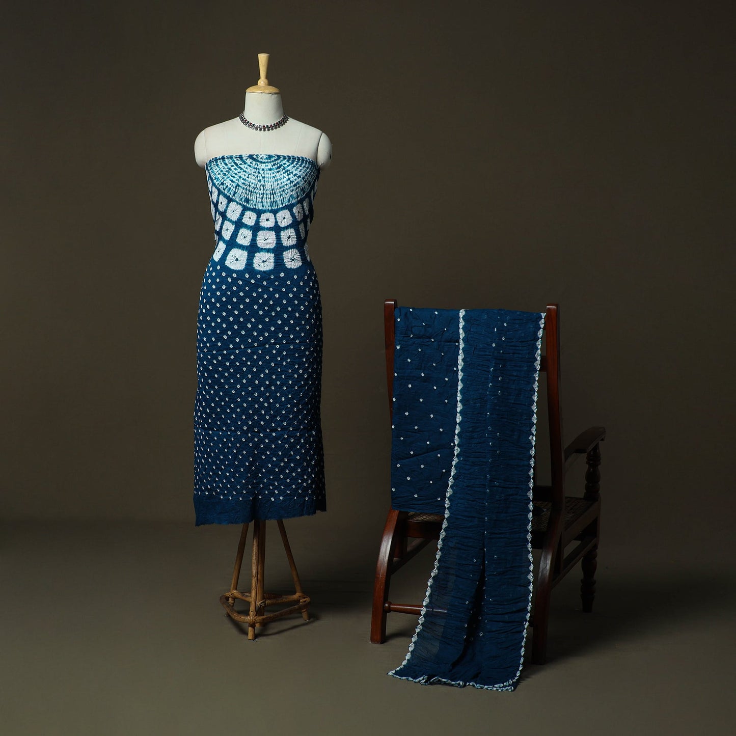 Kutch tie-dye satin cotton bandhani 3pc unstitched dress