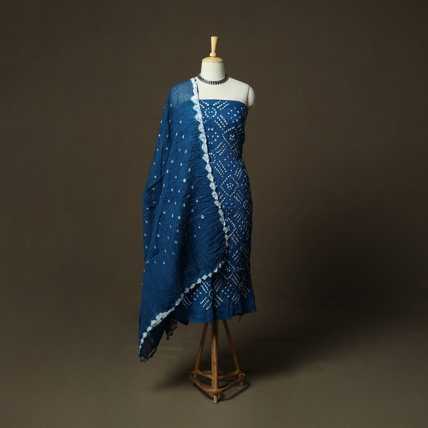 Kutch tie-dye satin cotton bandhani 3pc unstitched dress
