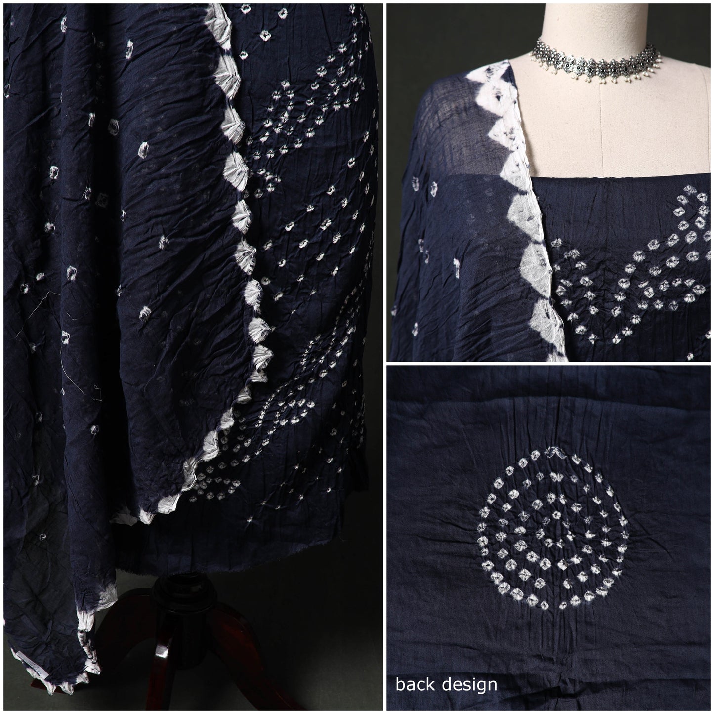 Kutch tie-dye satin cotton bandhani 3pc unstitched dress