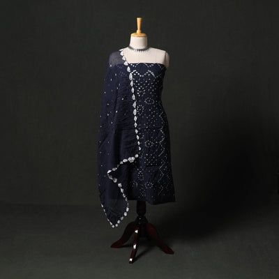 Kutch tie-dye satin cotton bandhani 3pc unstitched dress