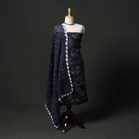 Kutch tie-dye satin cotton bandhani 3pc unstitched dress