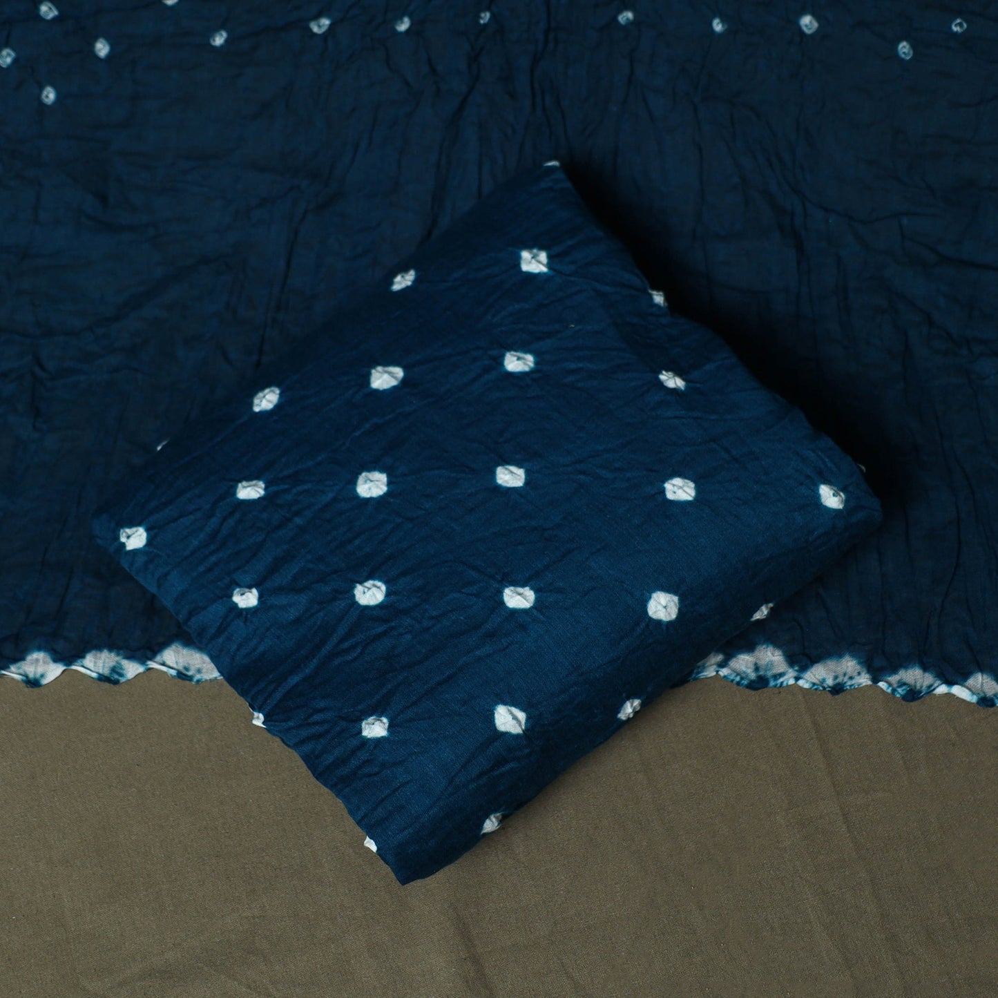 Kutch tie-dye satin cotton bandhani 3pc unstitched dress