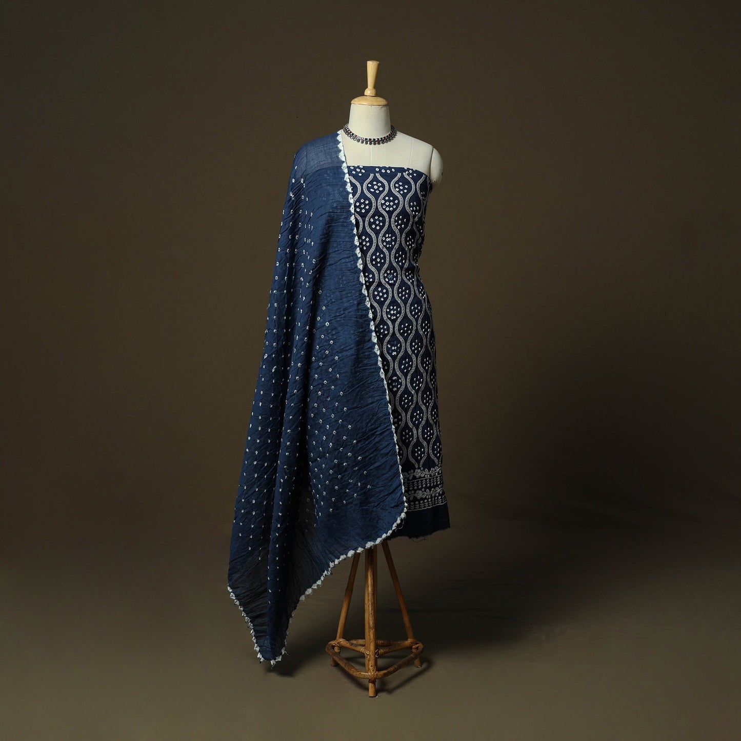 Kutch tie-dye satin cotton bandhani 3pc unstitched dress