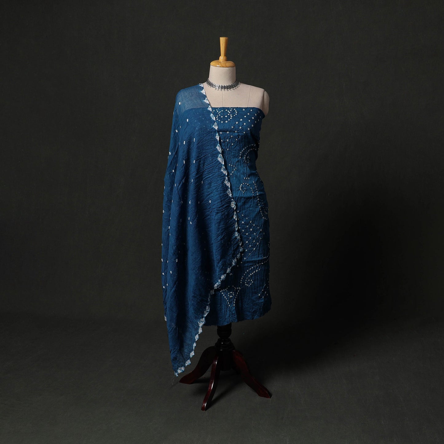 Kutch tie-dye satin cotton bandhani 3pc unstitched dress