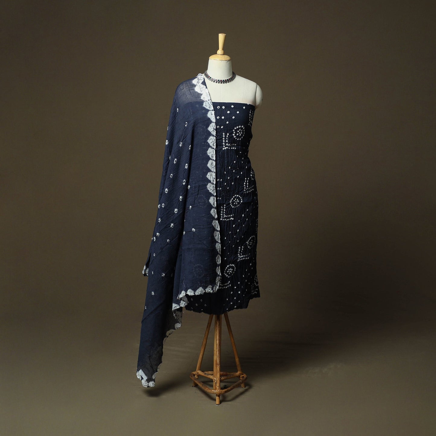 Kutch tie-dye satin cotton bandhani 3pc unstitched dress