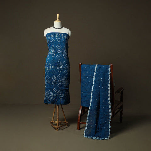 Kutch tie-dye satin cotton bandhani 3pc unstitched dress