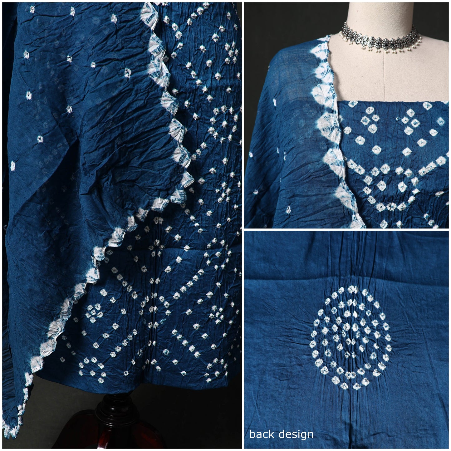 Kutch tie-dye satin cotton bandhani 3pc unstitched dress