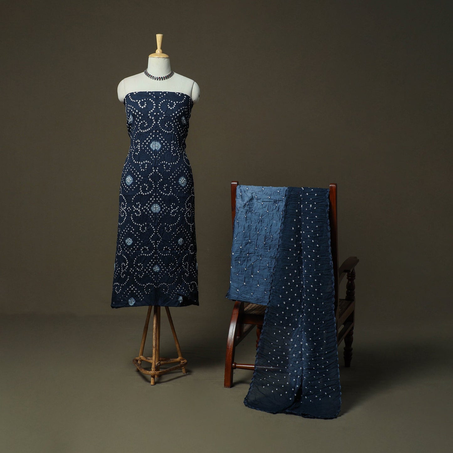 Kutch tie-dye satin cotton bandhani 3pc unstitched dress