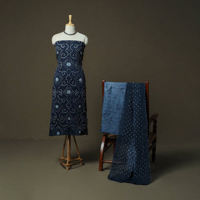 Kutch tie-dye satin cotton bandhani 3pc unstitched dress