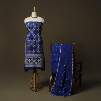 Kutch tie-dye satin cotton bandhani 3pc unstitched dress