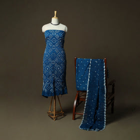 Kutch tie-dye satin cotton bandhani 3pc unstitched dress