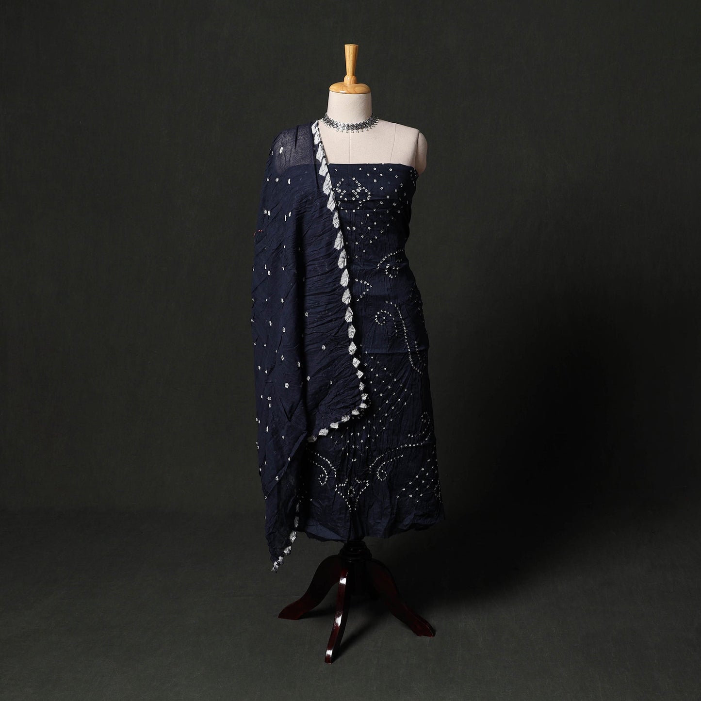Kutch tie-dye satin cotton bandhani 3pc unstitched dress