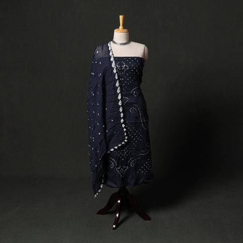 Kutch tie-dye satin cotton bandhani 3pc unstitched dress