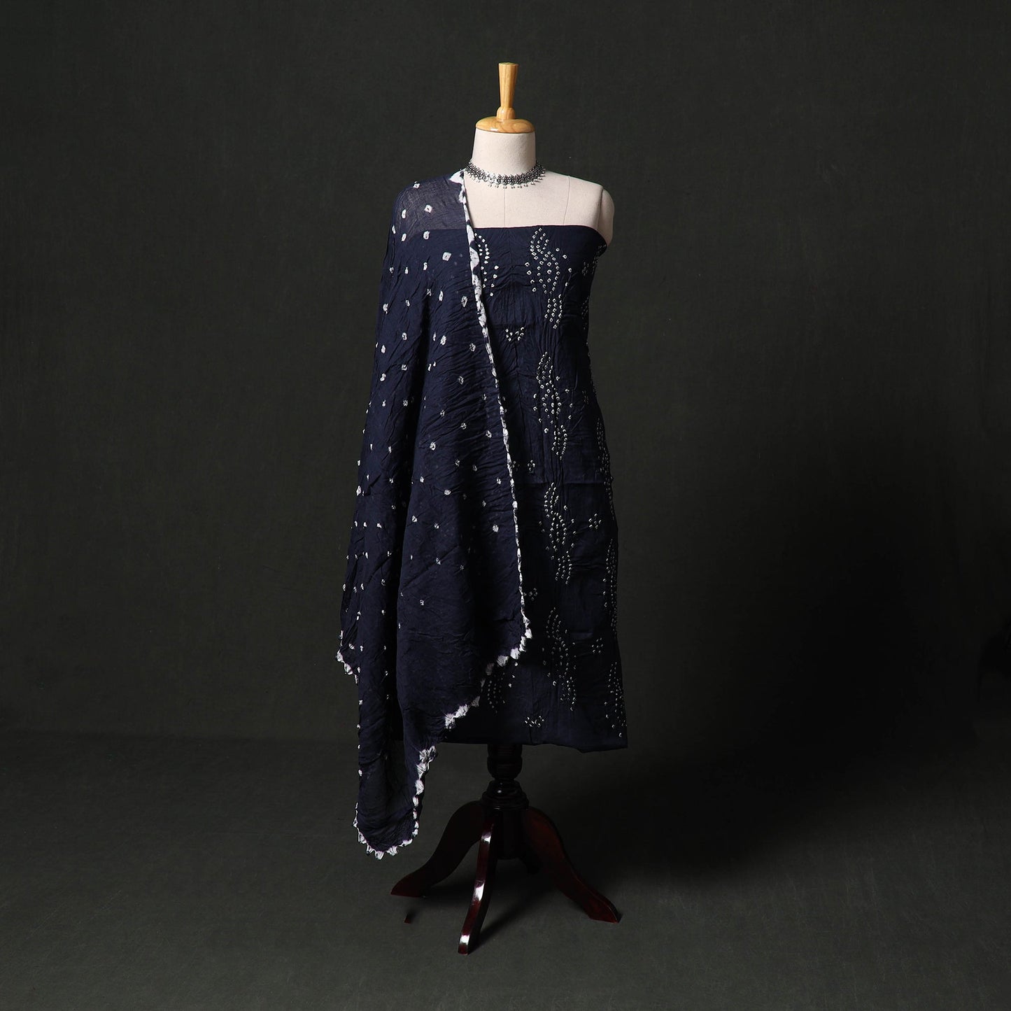 Kutch tie-dye satin cotton bandhani 3pc unstitched dress