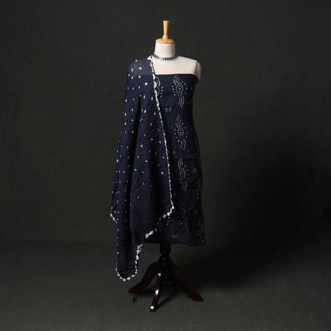 Kutch tie-dye satin cotton bandhani 3pc unstitched dress