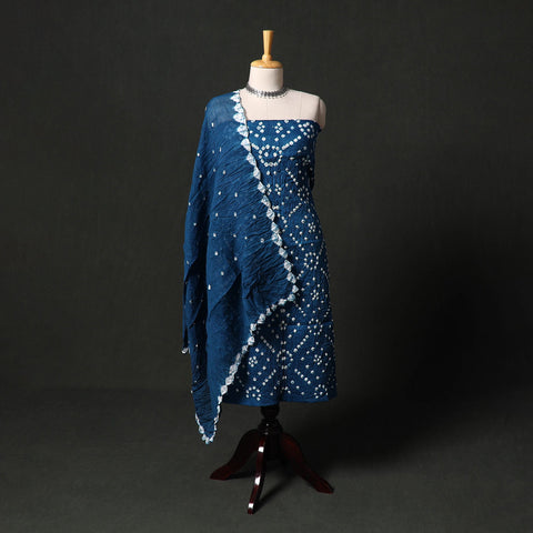 Kutch tie-dye satin cotton bandhani 3pc unstitched dress