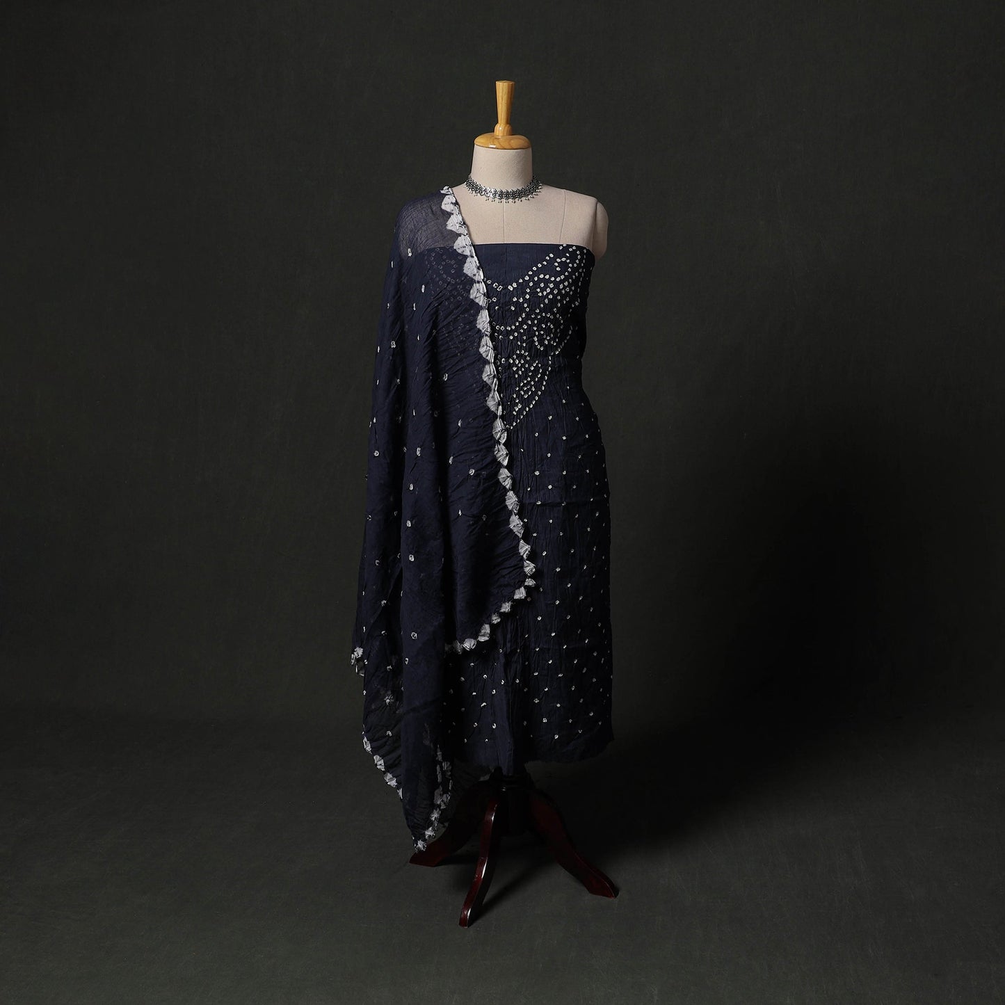Kutch tie-dye satin cotton bandhani 3pc unstitched dress