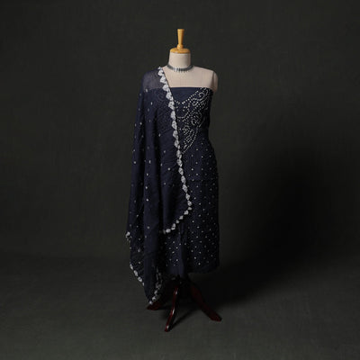 Kutch tie-dye satin cotton bandhani 3pc unstitched dress
