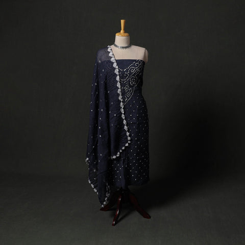 Kutch tie-dye satin cotton bandhani 3pc unstitched dress