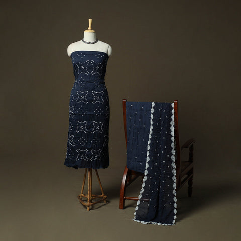 Kutch tie-dye satin cotton bandhani 3pc unstitched dress