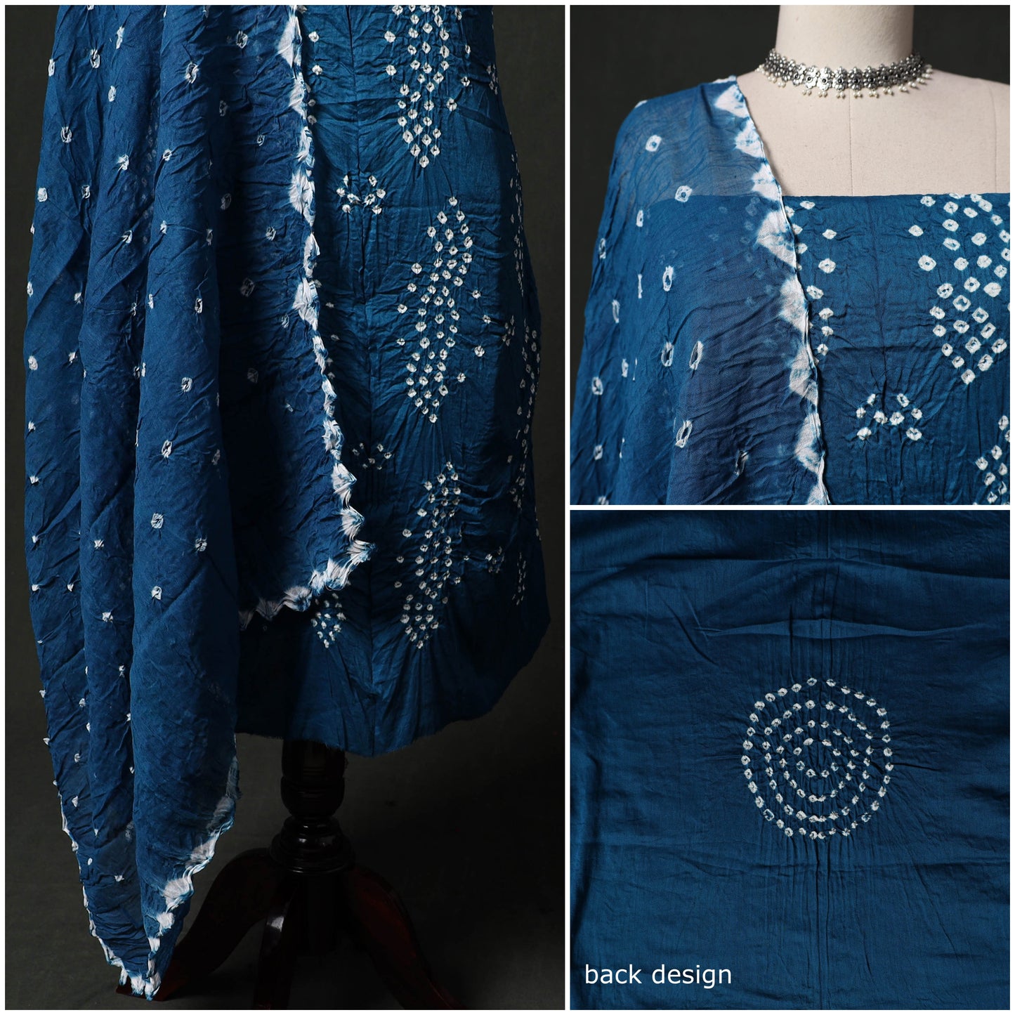 Kutch tie-dye satin cotton bandhani 3pc unstitched dress