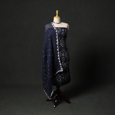 Kutch tie-dye satin cotton bandhani 3pc unstitched dress