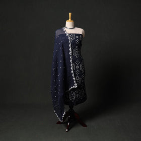 Kutch tie-dye satin cotton bandhani 3pc unstitched dress