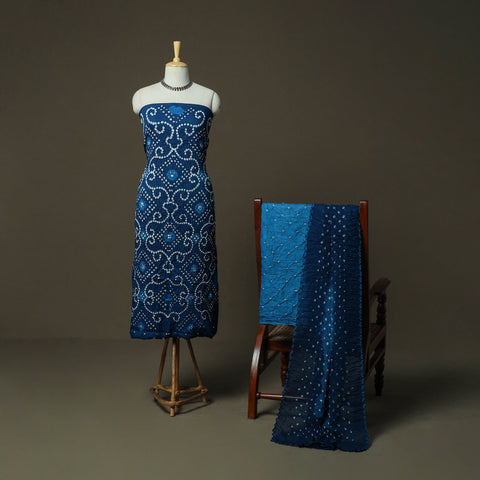 Kutch tie-dye satin cotton bandhani 3pc unstitched dress