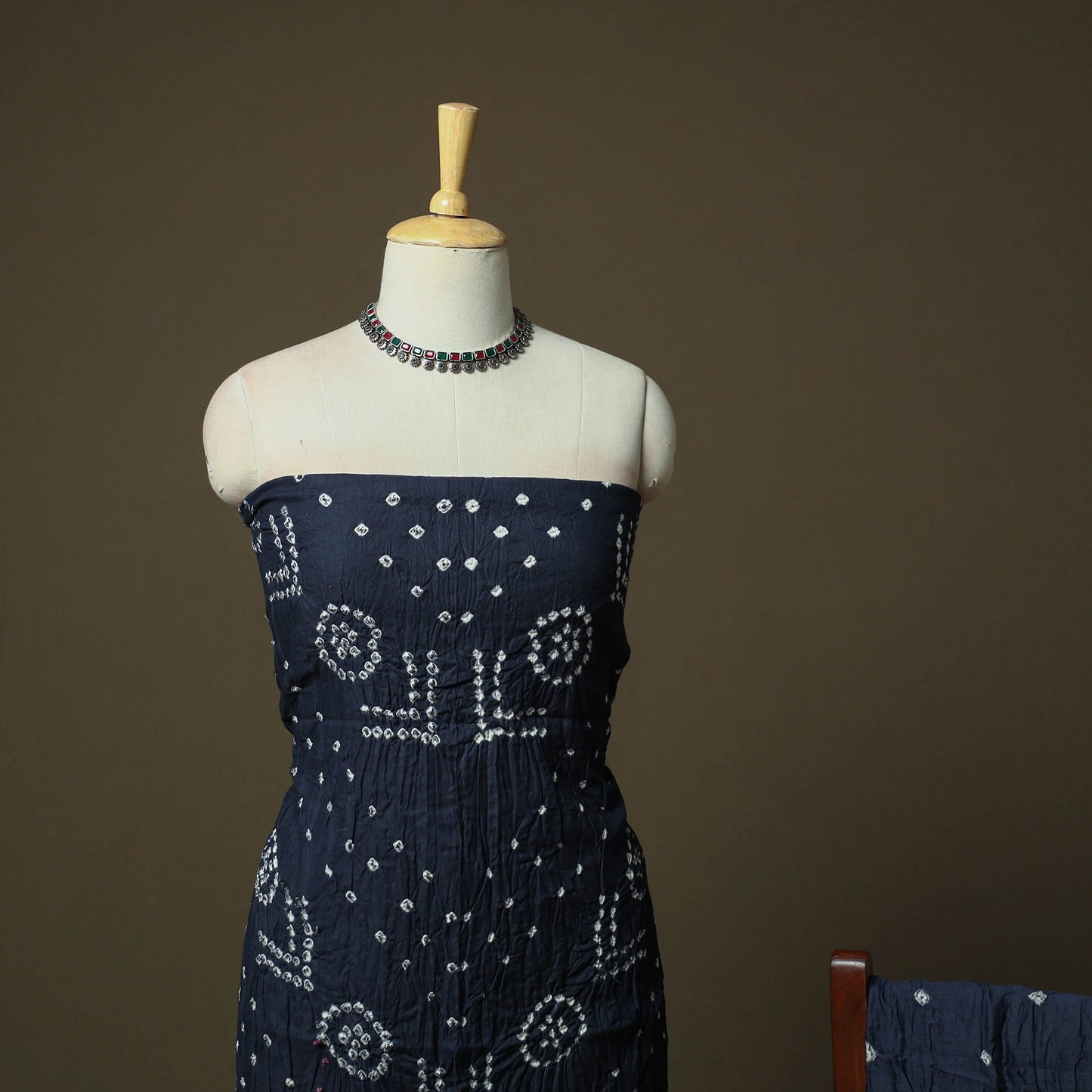Kutch tie-dye satin cotton bandhani 3pc unstitched dress