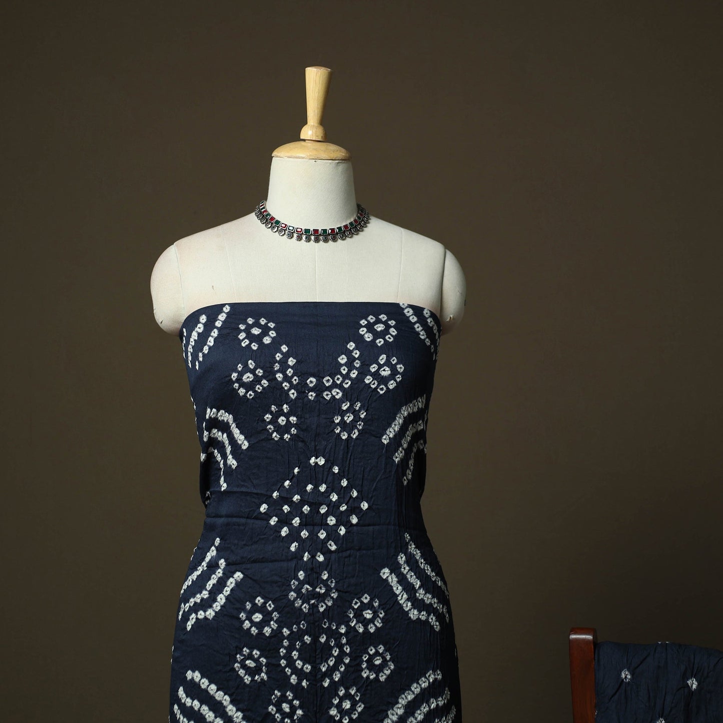 Kutch tie-dye satin cotton bandhani 3pc unstitched dress