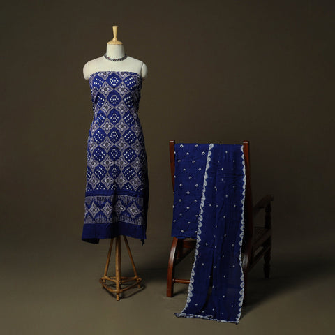 Kutch tie-dye satin cotton bandhani 3pc unstitched dress