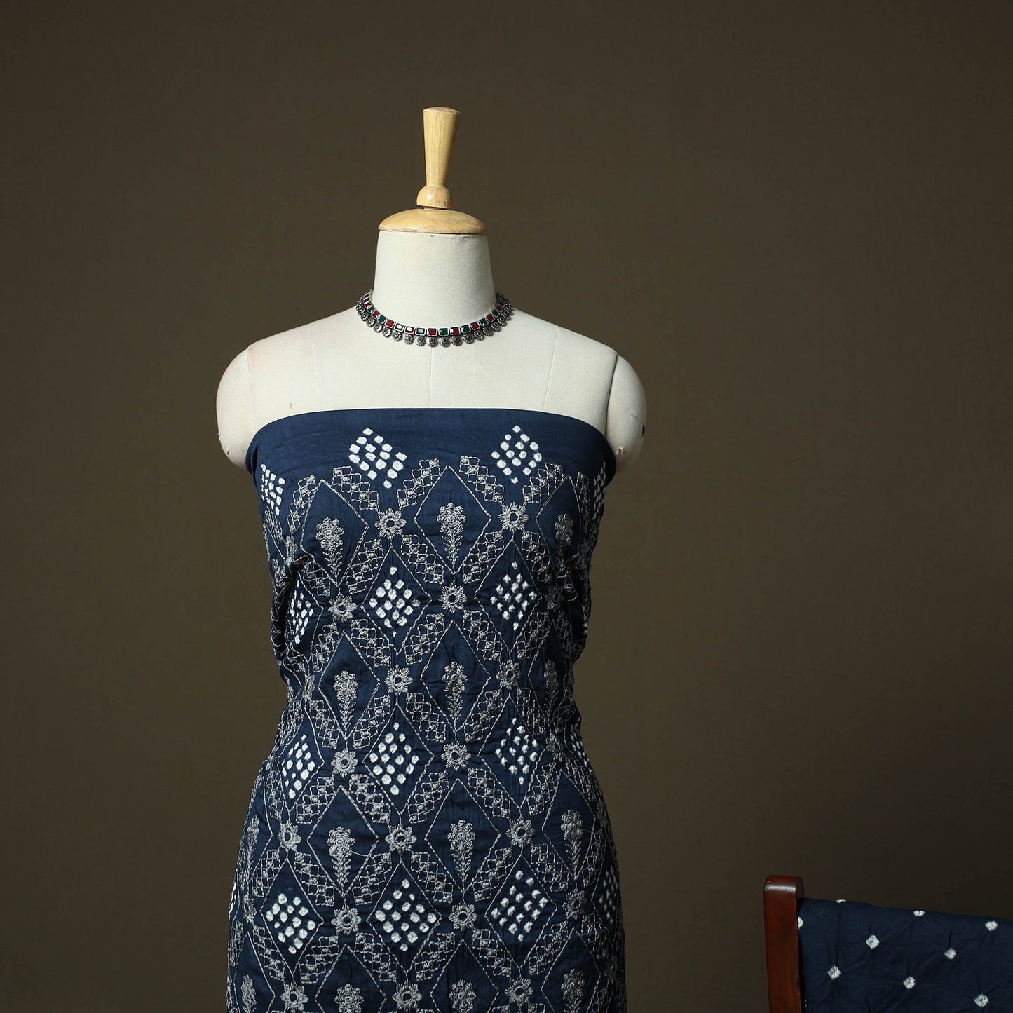 Kutch tie-dye satin cotton bandhani 3pc unstitched dress