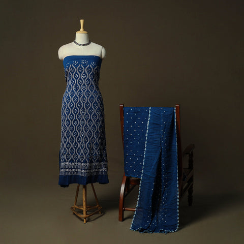 Kutch tie-dye satin cotton bandhani 3pc unstitched dress