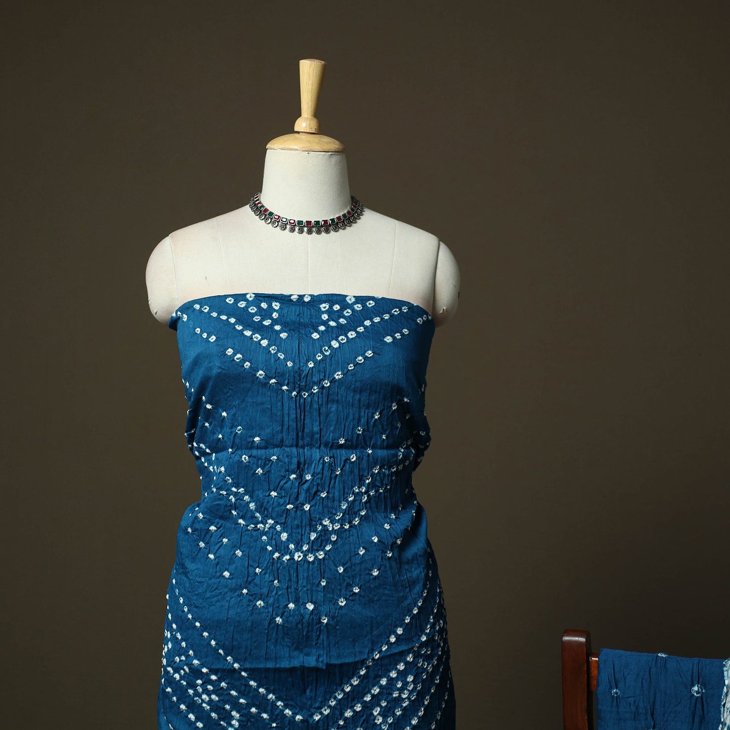 Kutch tie-dye satin cotton bandhani 3pc unstitched dress