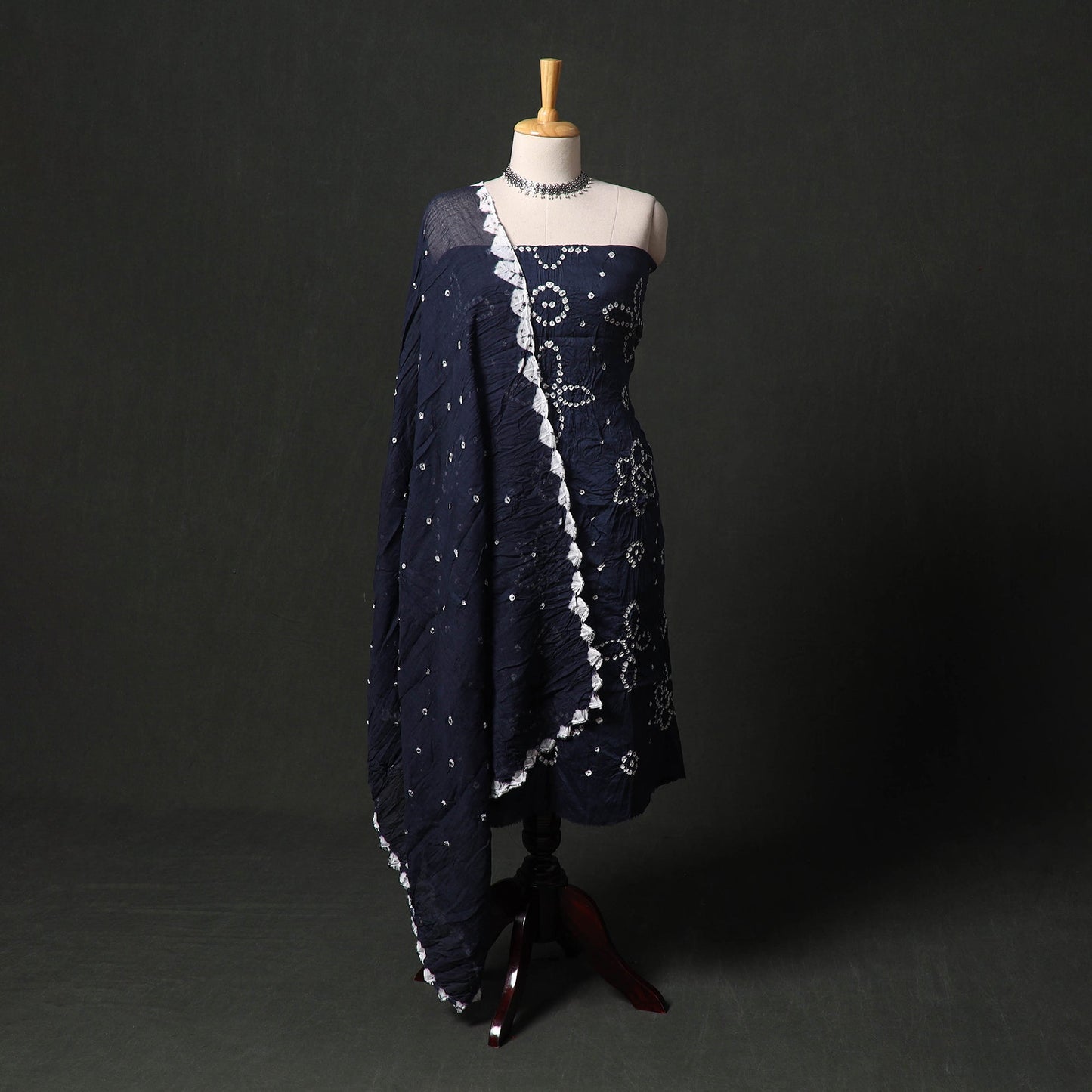 Kutch tie-dye satin cotton bandhani 3pc unstitched dress