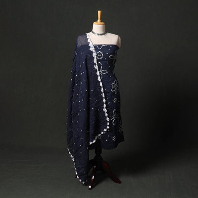 Kutch tie-dye satin cotton bandhani 3pc unstitched dress