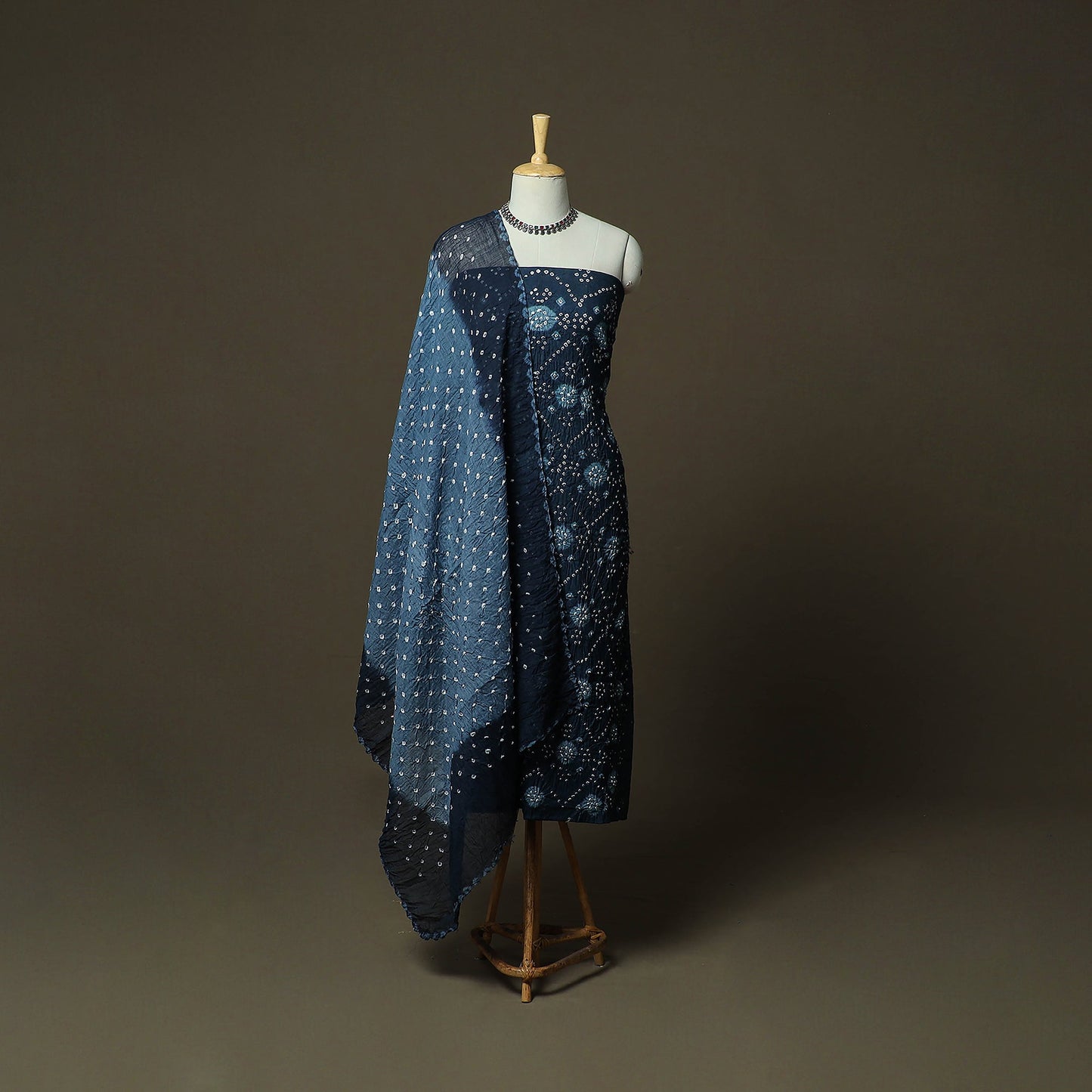 Kutch tie-dye satin cotton bandhani 3pc unstitched dress