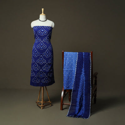 Kutch tie-dye satin cotton bandhani 3pc unstitched dress