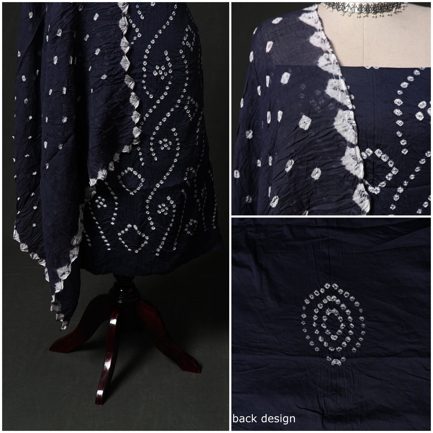 Kutch tie-dye satin cotton bandhani 3pc unstitched dress