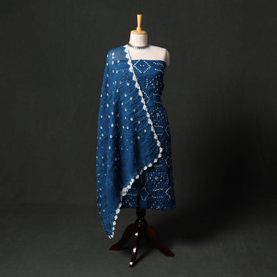 Kutch tie-dye satin cotton bandhani 3pc unstitched dress