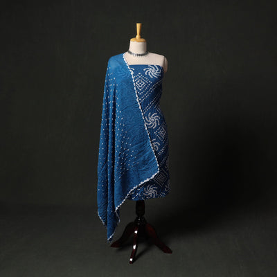 Kutch tie-dye satin cotton bandhani 3pc unstitched dress